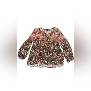 American Eagle Boho Floral & Paisley Peasant Top Size Medium